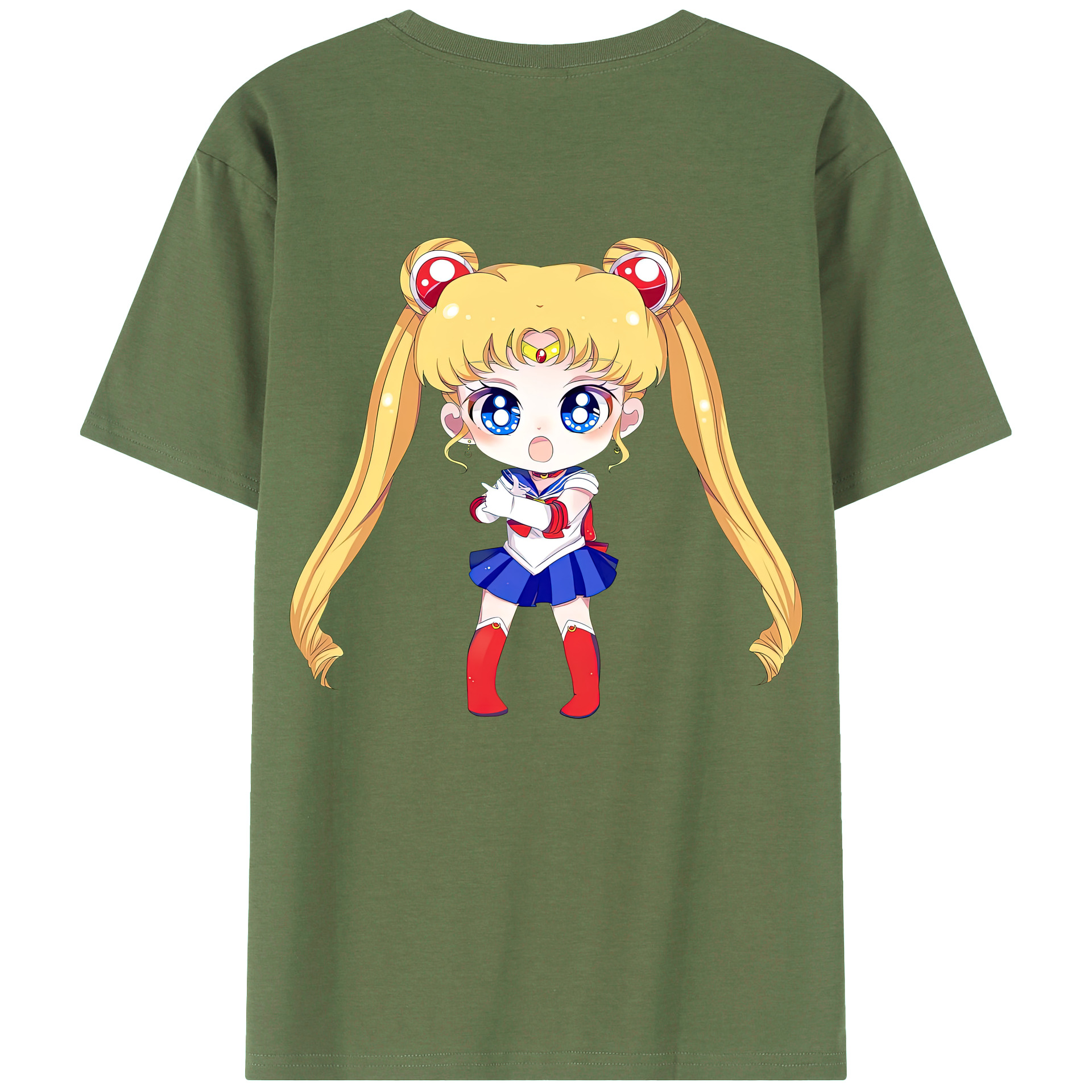 （画像用） 美少女戦士セーラームーン 月野 うさぎ つきの うさぎ Sailor Moon Tsukino Usagi 綿100％ メンズ半袖Tシャツ（バックプリント） 通気性